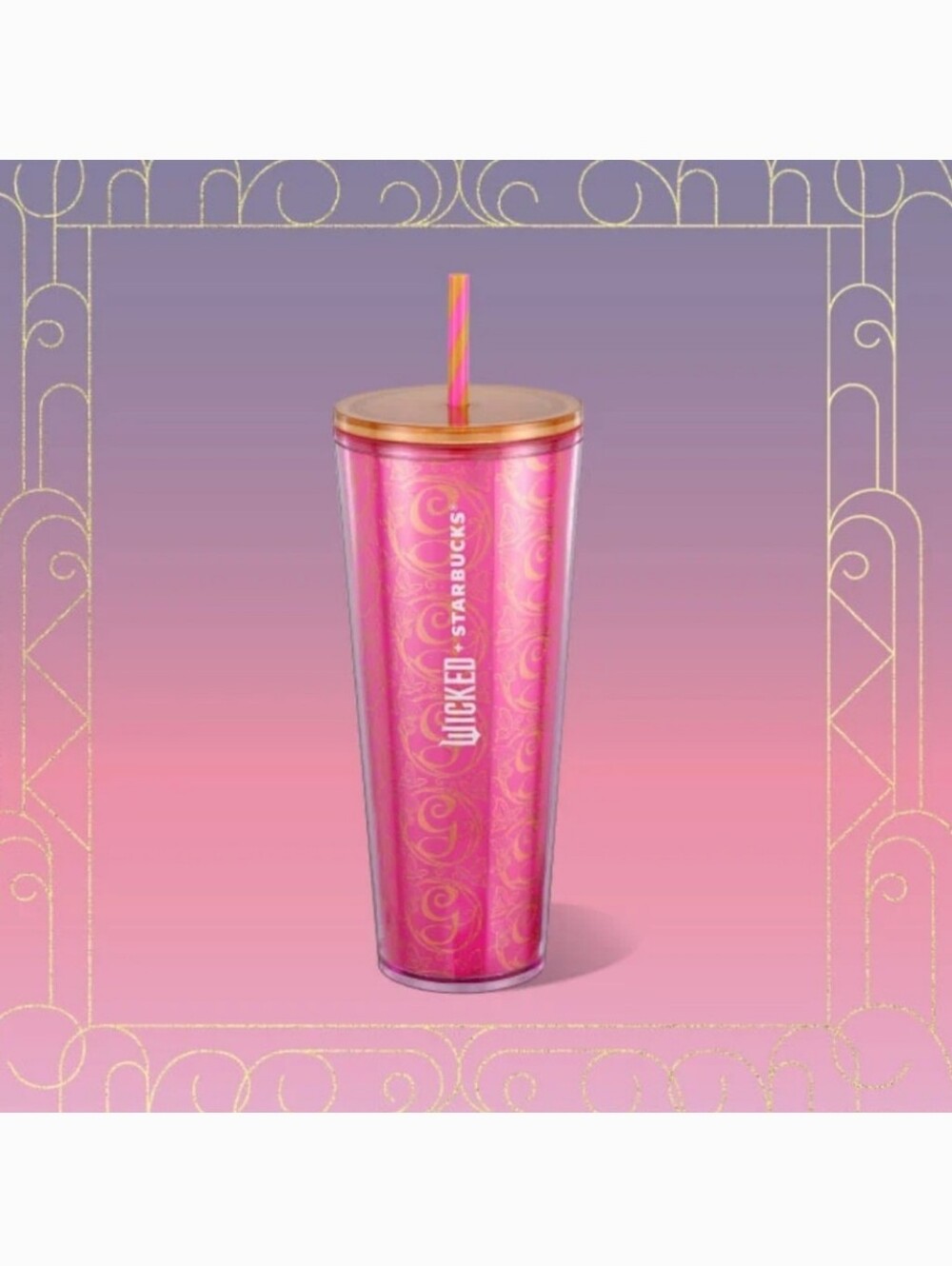 NWT Starbucks Wicked Pink Glitter Cold Cup 24oz.